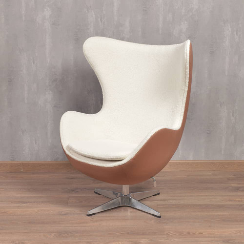 Кресло EGG STYLE CHAIR коричневый, белый, экокожа