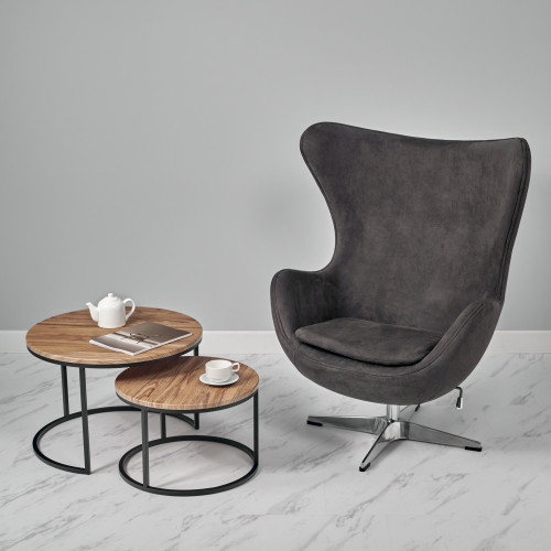 Кресло EGG STYLE CHAIR чёрный, натуральная кожа
