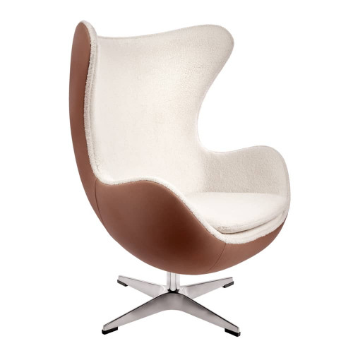 Кресло EGG STYLE CHAIR коричневый, белый, экокожа