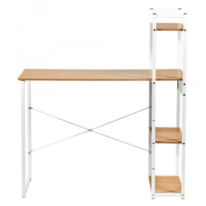 Стол письменный с полками Frame 100x45x110 см, светлое дерево, белый