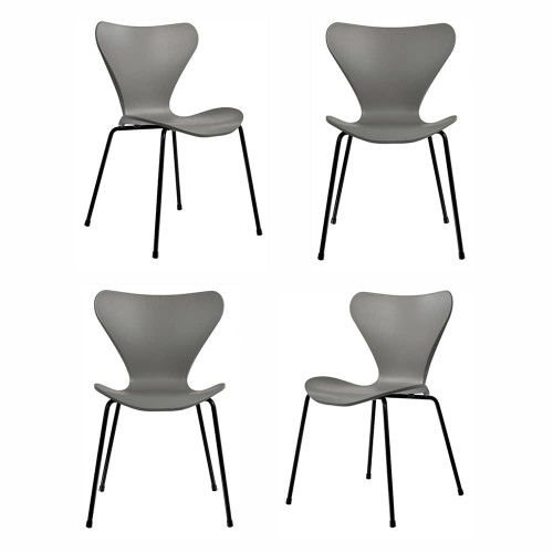 Комплект из 4-х стульев Seven Style серый с чёрными ножками от Bradexhome