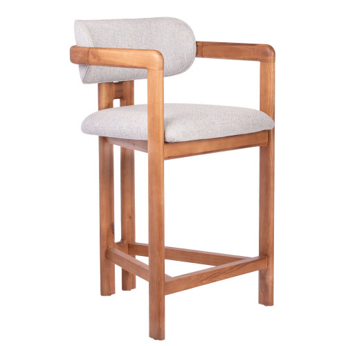 Стул полубарный Rich рогожка бежево-голубая с ножками цвета орех от Bradexhome