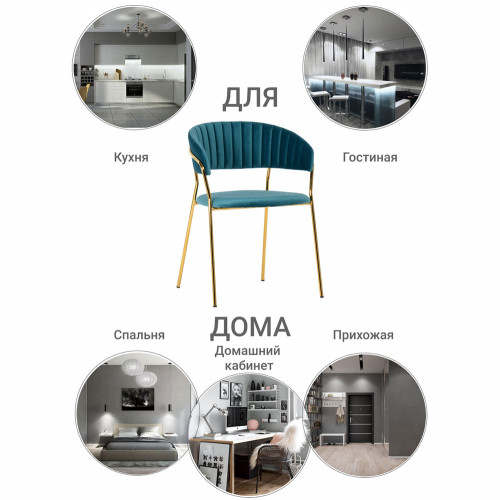 Комплект из 2-х стульев Turin бирюзовый с золотыми ножками от Bradexhome