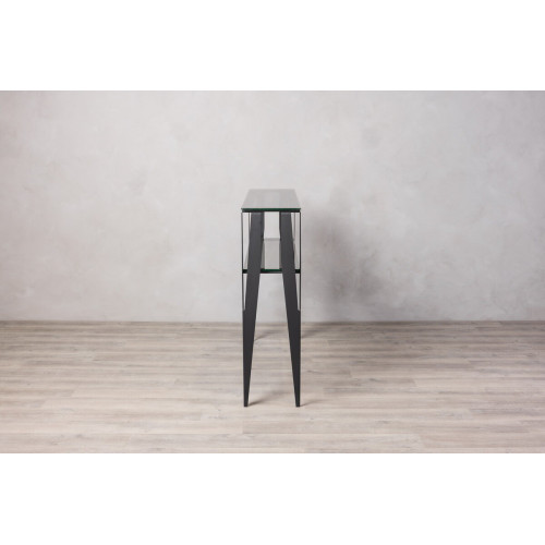 Консоль F2F «Грань»: черный матовый каркас и стеклянные полки для стильного офиса