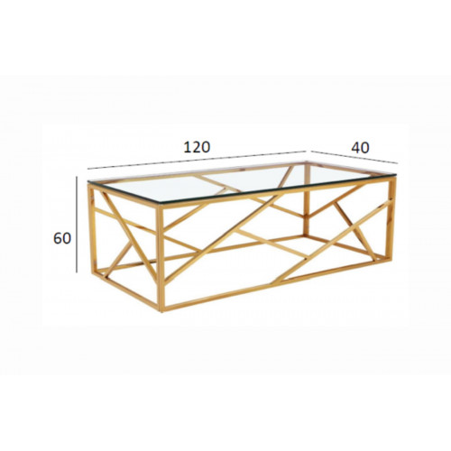 GY-CT2051214GOLD Стол журнальный прозр.стекло/золото 60*120*40см