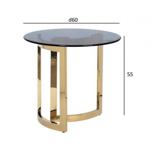 47ED-ET062GOLD Стол журнальный темн.стекло/золото d60*55см