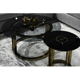 GD-ET002 Стол журнальный D'Oro Garda Decor черный мрам. d50*50см
