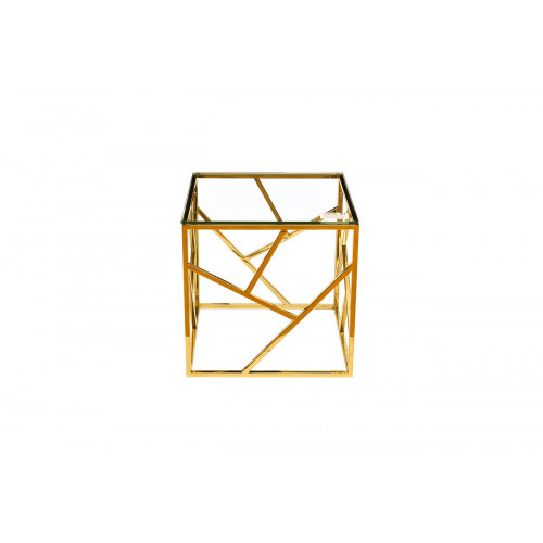 GY-ET2051214GOLD Стол журнальный прозр.стекло/золото 50*50*50см