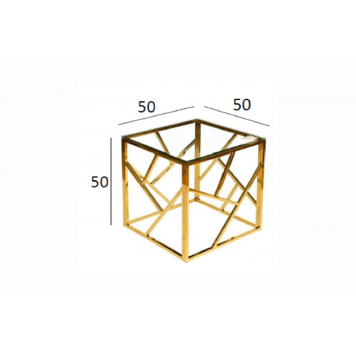 GY-ET2051214GOLD Стол журнальный прозр.стекло/золото 50*50*50см