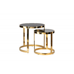 47ED-ET081S-GOLD Столы (наб 2шт) стекло чер.мрам/зол d60*60/d46*50