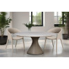 160KD-60090 Стол обеденный, мрамор Volakas, экокожа бежевая d160*75см