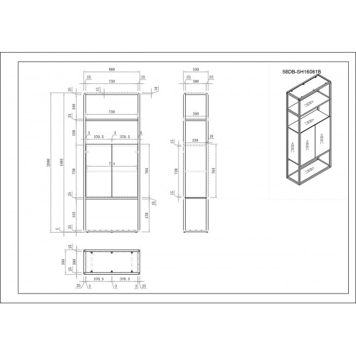 58DB-SH16061B Стеллаж Space тип B 80*35*200см