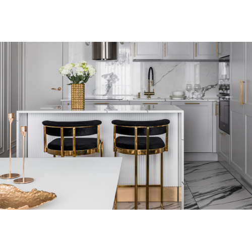 GY-B8216GOLD-BL Стул барный, велюр черный/золото  49*55*85см