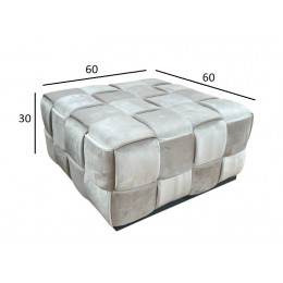 N-PUF-222 SVB Пуф плетеный, велюр светло-бежевый 60*60*30см