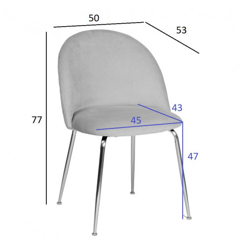 30C-301-1G LPI Стул велюр пепельно-розовый, мет.ножки 50*53*77см
