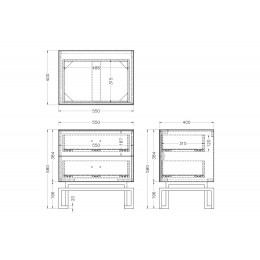 KFG059 Тумба c  2-мя ящиками черная/золото 55*40*58см