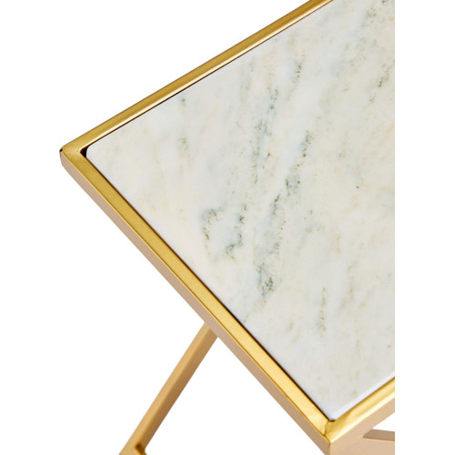 Столик приставной с белым мрамором 48x28x49см 