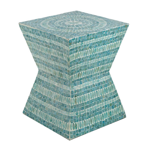 Столик акцентный с отделкой раковинами устриц 35x35x45см 
