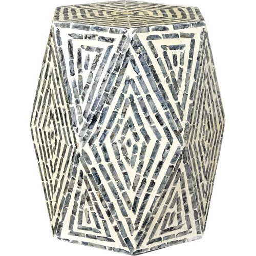 Столик акцентный с отделкой раковинами устриц 40x35x46см 