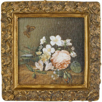 Картина в раме Цветы настольно-настенная, масло, под старину 14x2x14см 
