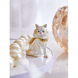 Шкатулка для драгоценностей со стразами Котик 5x4x7см 